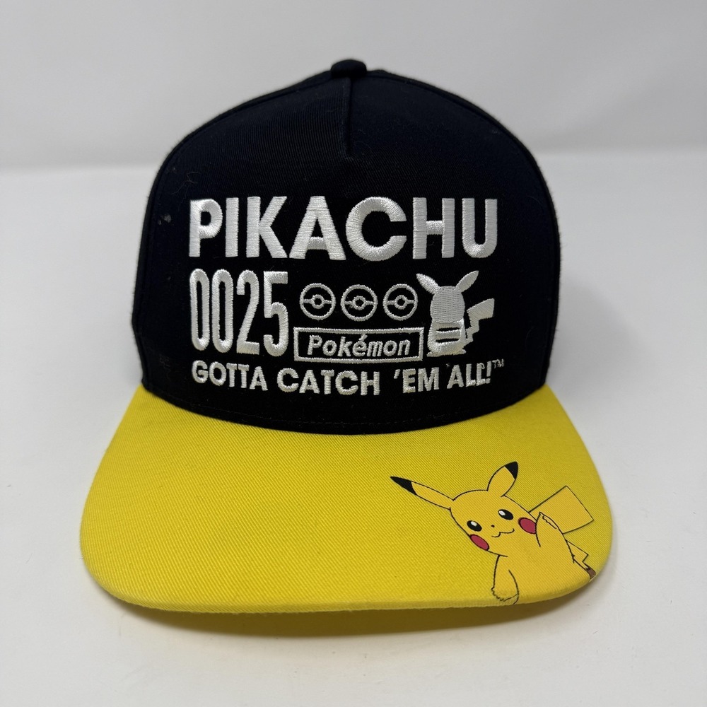Pokemon Pikachu Hat Cap Snap Back Black Yellow Youth Size Gotta Catch Em All